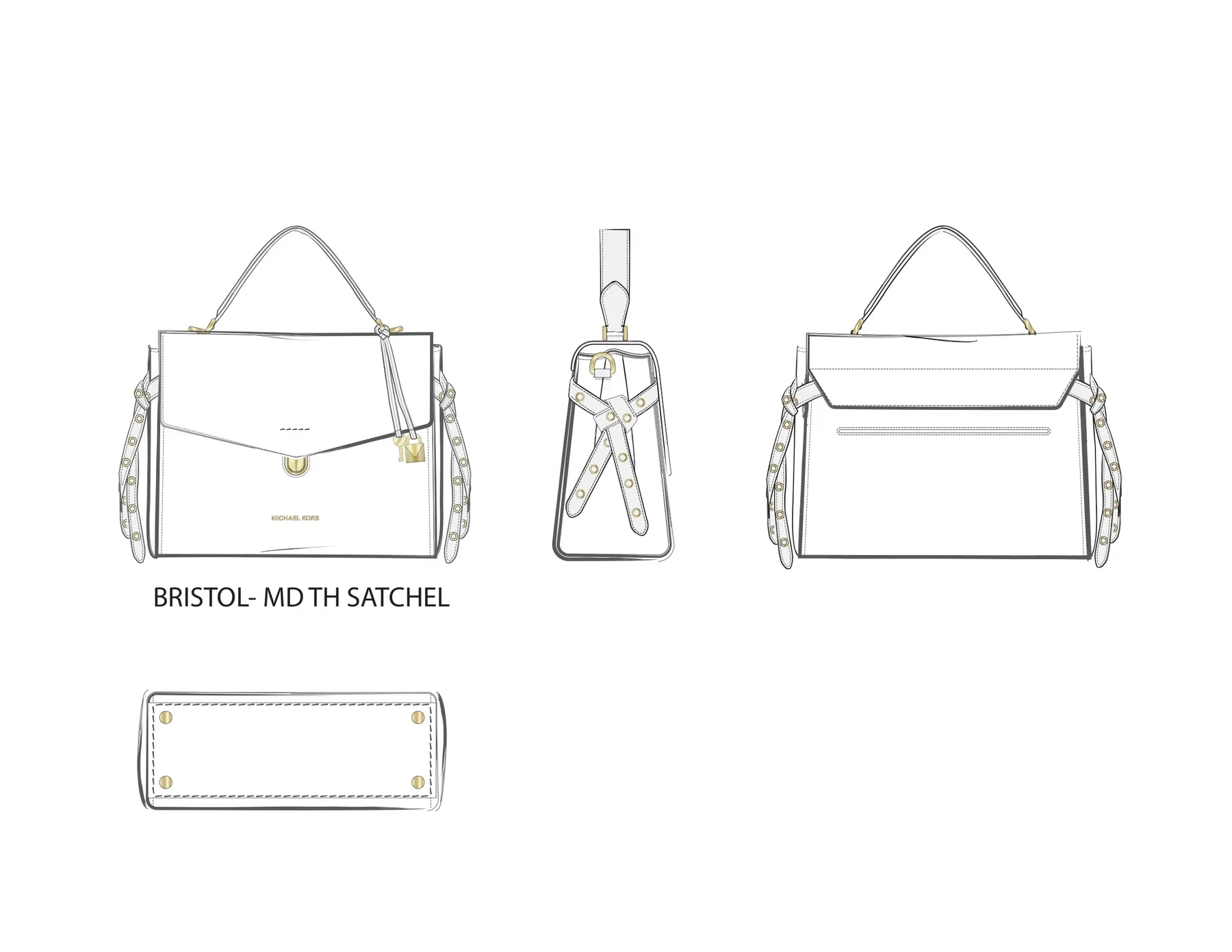 MK Bristol Satchel Technical Sketch